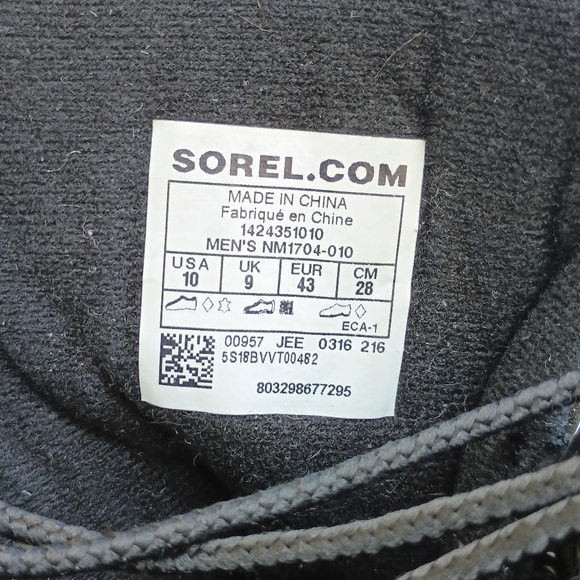 Sorel Duck Boot Waterproof Black Mens Size 10 Athleisure Weather Resistant - Picture 10 of 11